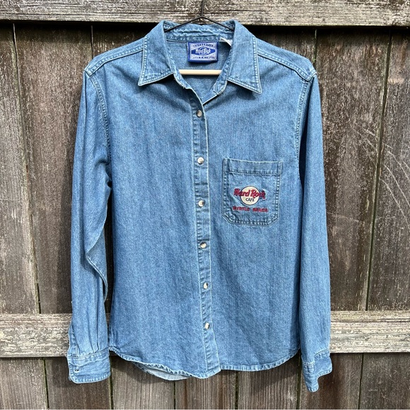 Hard Rock Cafe Tops - Vintage 90’s Hard Rock Myrtle Beach Cafe Jean Denim Shirt